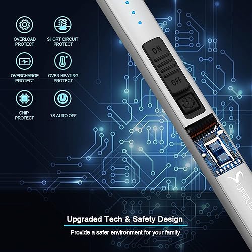 Miniatura 15 de SUPRUS Encendedor eléctrico de arco resistente al viento sin llama USB encendedor recargable con bloqueo de seguridad para velas, barbacoa, camping