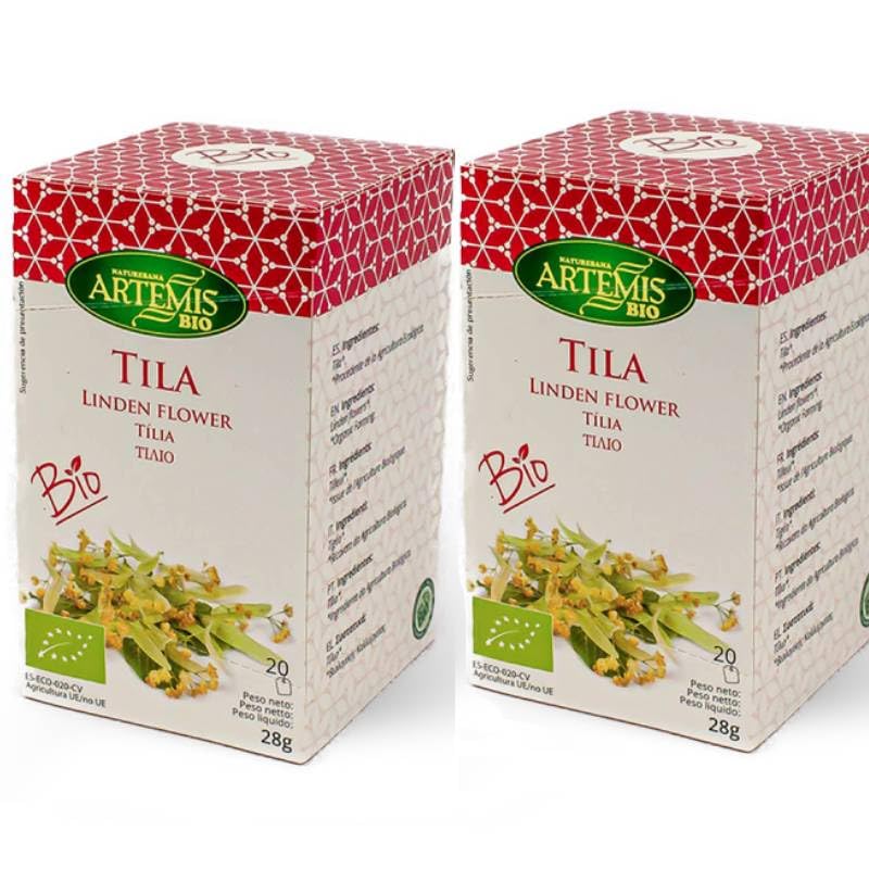 Pack 2 x Artemisbio Tila Eco 20 filtros (40 bolsitas) | Infusión ecológica de flor de tila sin teína | Tisana suave para relajarse, después de las comidas y antes de dormir