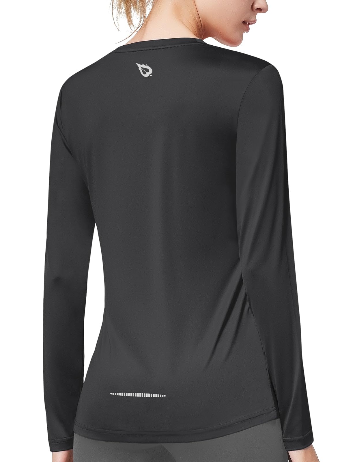 baleaf Women's Long Sleeve Workout Tops Running Hiking Athletic Shirts Active T-Shirts Wicking Quick Dry Soft Lightweight Black Size M