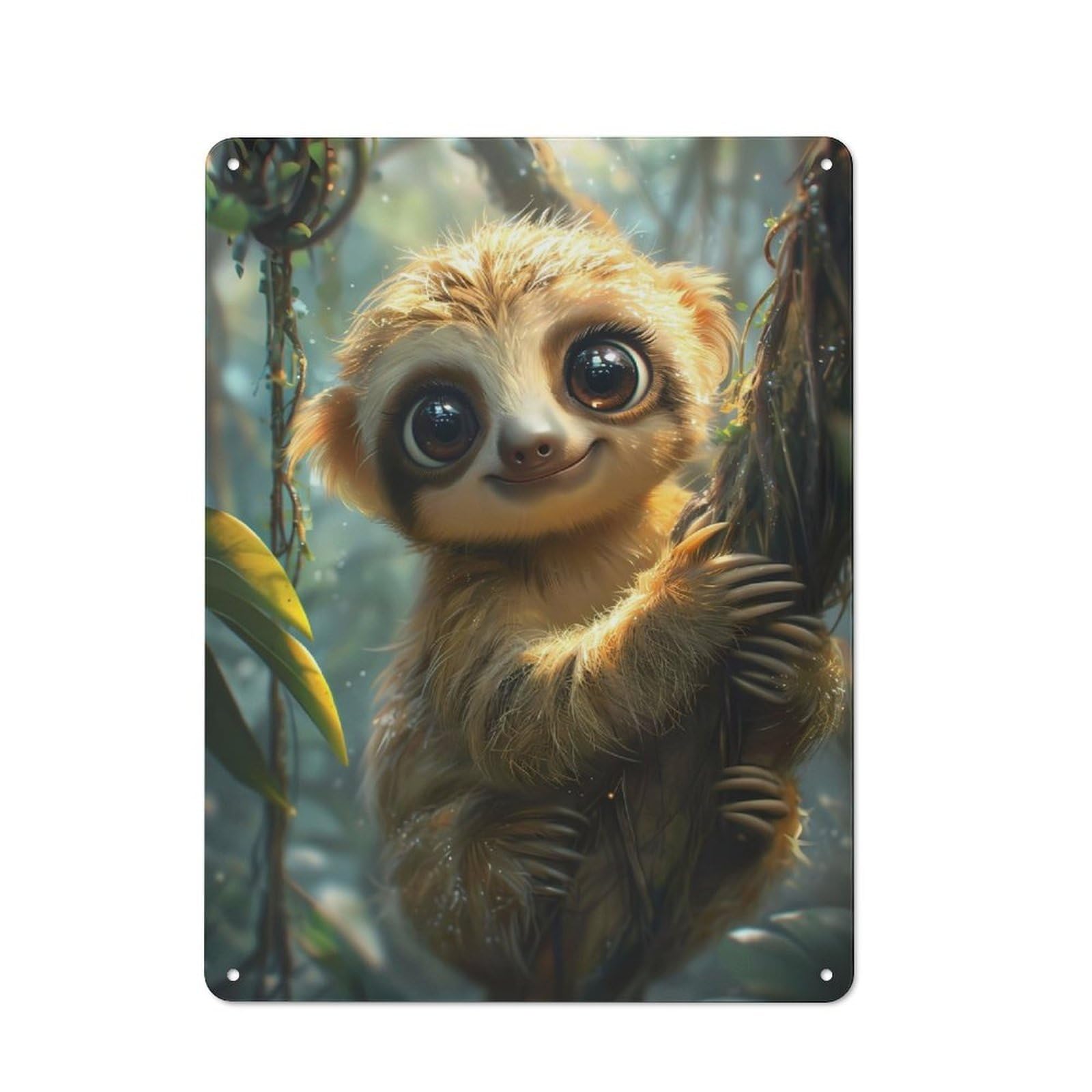 A Cute Cartoon Sloth Vintage Tin Sign 40x30cm for Home Office Or Studio, for Metal Sign Collectors, for Living Room And Hallway Decor