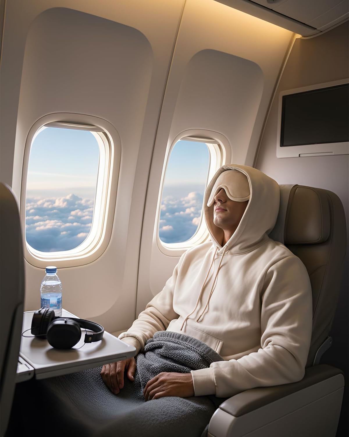 CANGHPGIN Mens Casual Cotton Fleece Travel Hoodie with Eye Mask, Long Sleeve Pullover Hooded Sweatshirt with Pockets - Image 6