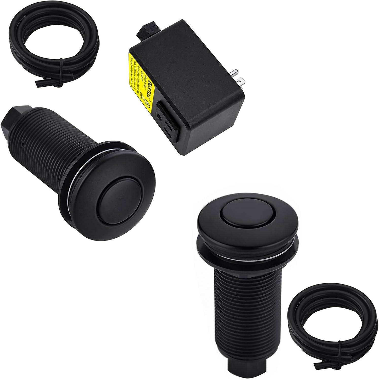 BESTILL Garbage Disposal Air Switch Kit, UL Listed, Sink Top Long Push Button with Brass Cover, Matte Black