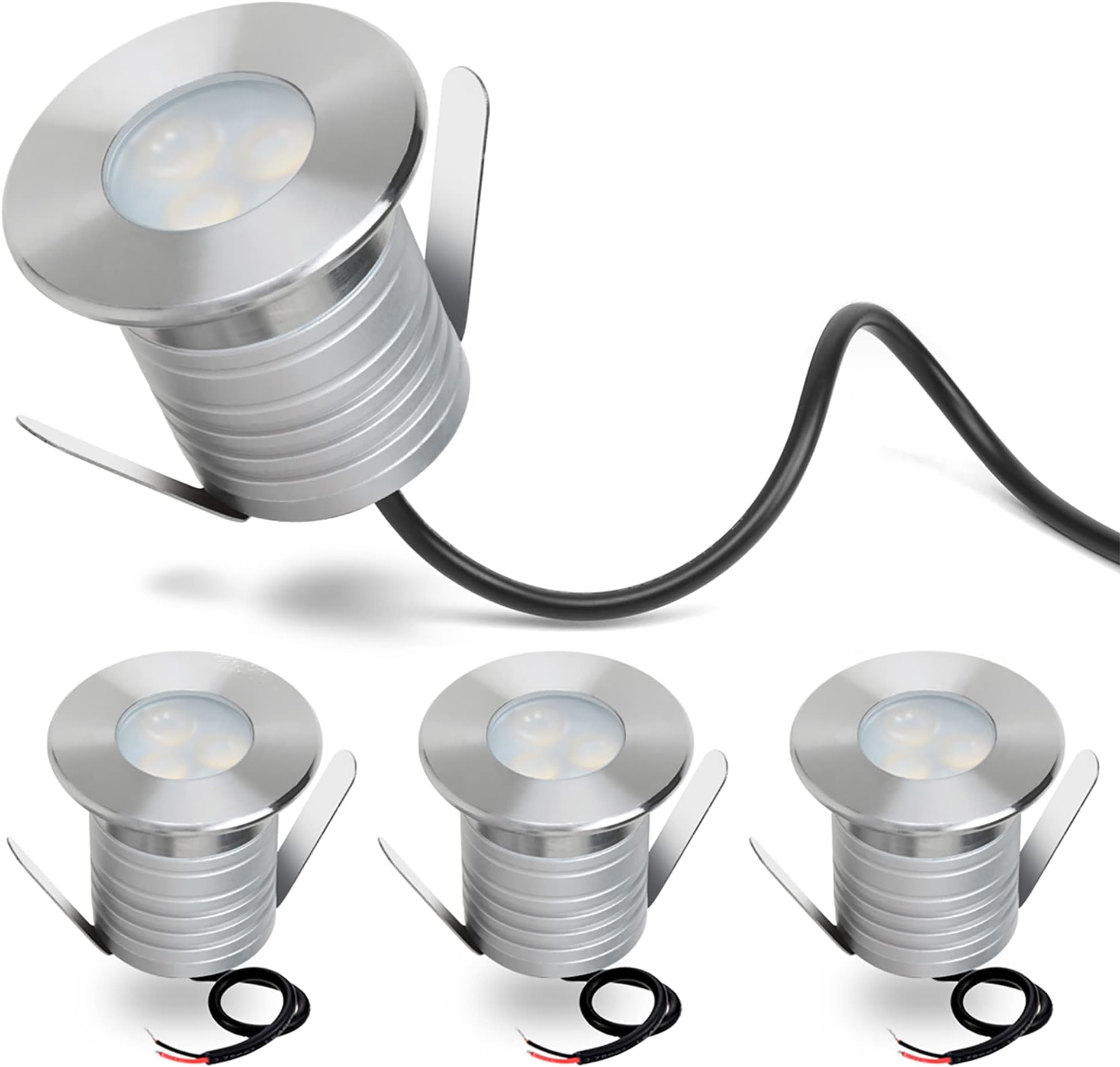 Waterproof LED Swimming Pool Lights 3W Dimmable Underwater Light, Works at 12V-24VDC, 12VAC, 4 Packs IP68 Low Voltage In-Ground Lights for Pools Ponds Waterfall Fountains, Blue Color Light
