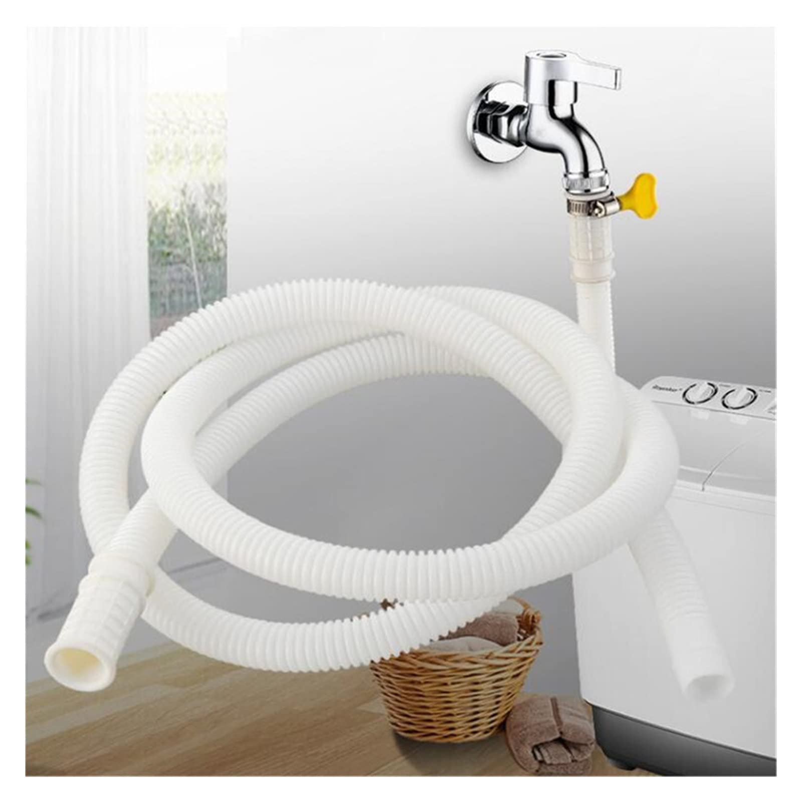 Lavadora tubería de Entrada de Aire Acondicionado tuberías de Drenaje Compatible with el Grifo doméstico Tubo de Drenaje Alargado Cuenca de plástico (Color : Bianco, Size : 8m)