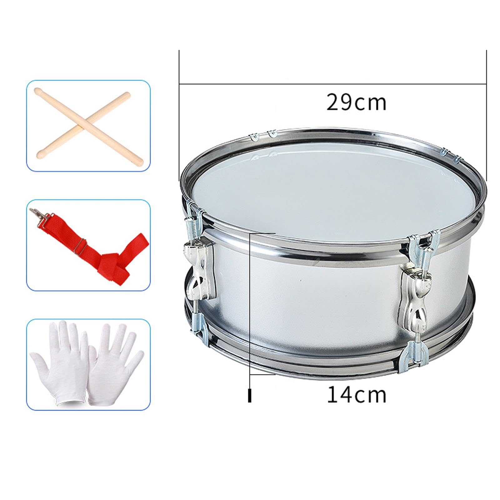 Caja de 11 Pulgadas, Instrumento de Percusión para Aprender Música, con Correa para El Hombro, Instrumentos Musicales, Tambores para Niños, Gris