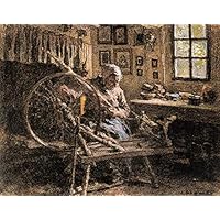 Amazon.co.jp: つの有名な絵画 - 糸車の田舎の女性、レオン オーギュ