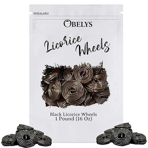 Miniatura 3 de Ruedas de regaliz negro, bolsa de 1 libra, sabor clásico de regaliz, textura suave y masticable, perfectas para aperitivos y regalos, regalo