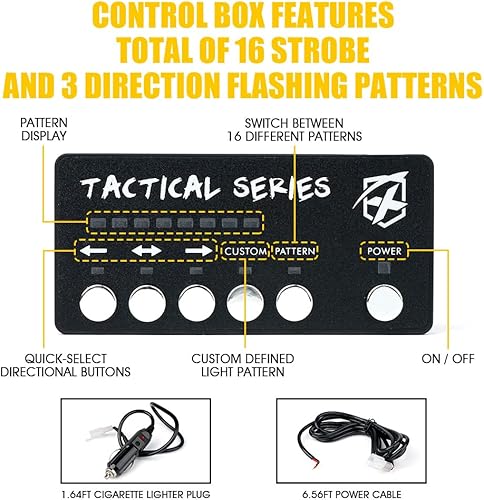 Miniatura 4 de Xprite Kit de luces de policía estroboscópicas de montaje en superficie azul de 24 LED, rejilla intermitente de advertencia de seguridad de