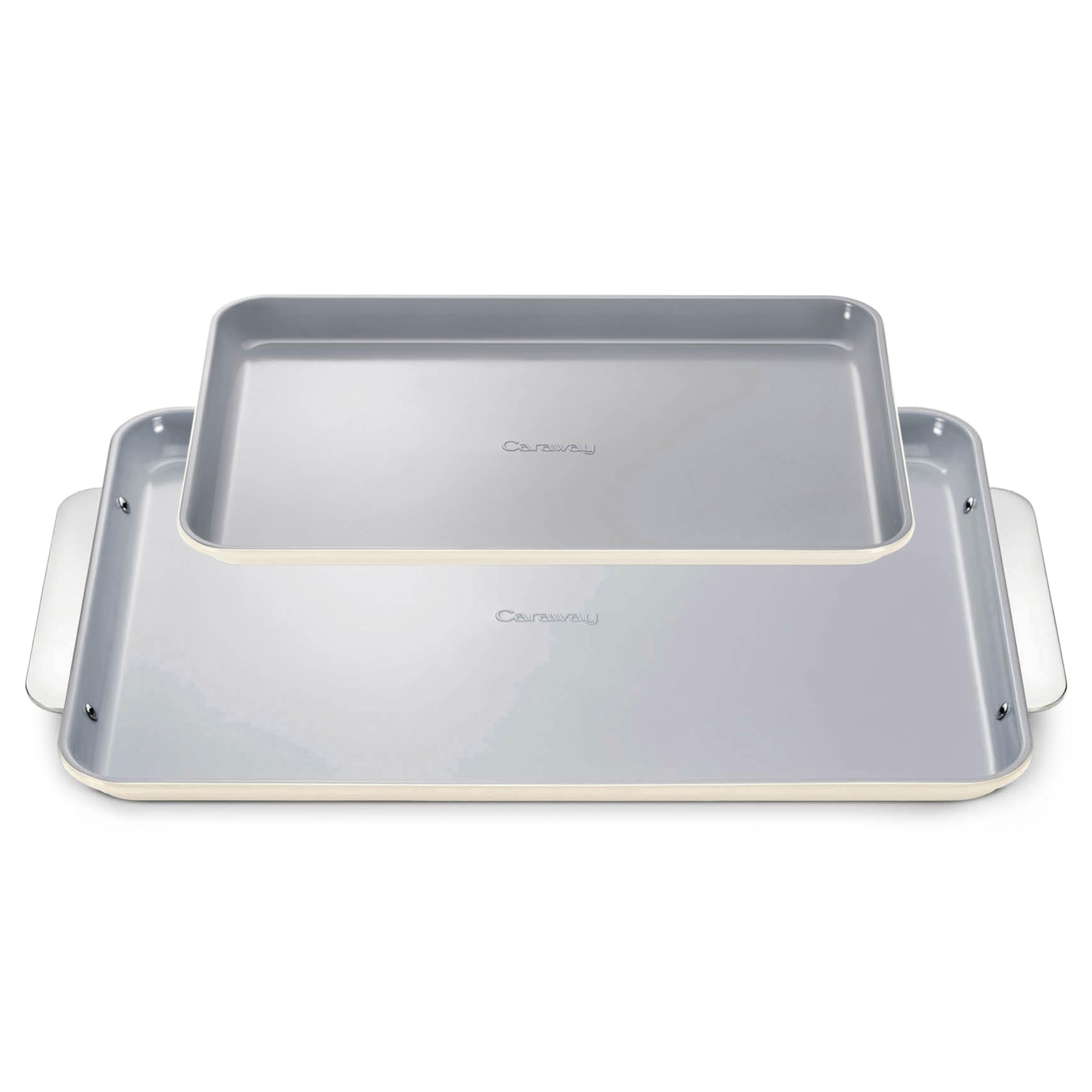 Caraway Non-Stick Ceramic Baking Sheet Duo - Naturally Slick Ceramic Coating - Non-Toxic, PTFE & PFOA Free - 18 x 13" Large & 15 x 10" Medium - Cream
