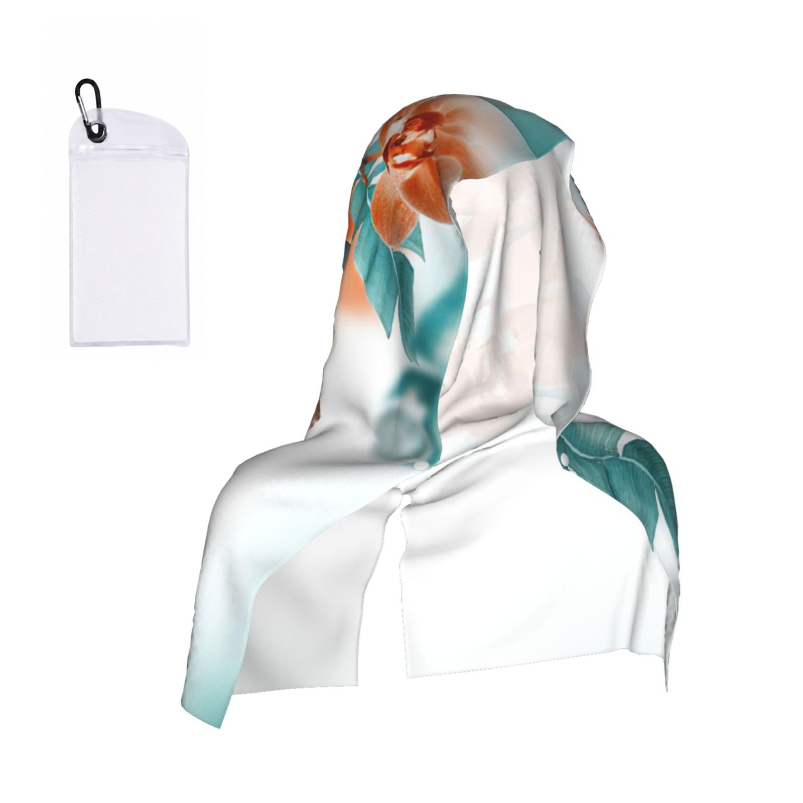 ZYJHYY Teal And Orange Orchid Print Unisex Swimming Towel Practical Camping Towel Skin-Friendly Cooling Towel For Workout Training