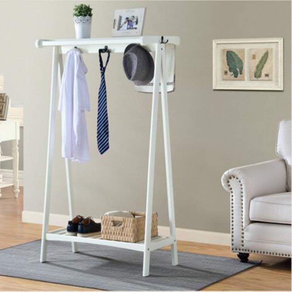 Perchero para colgar ropa de madera con estante inferior organizador MU 8