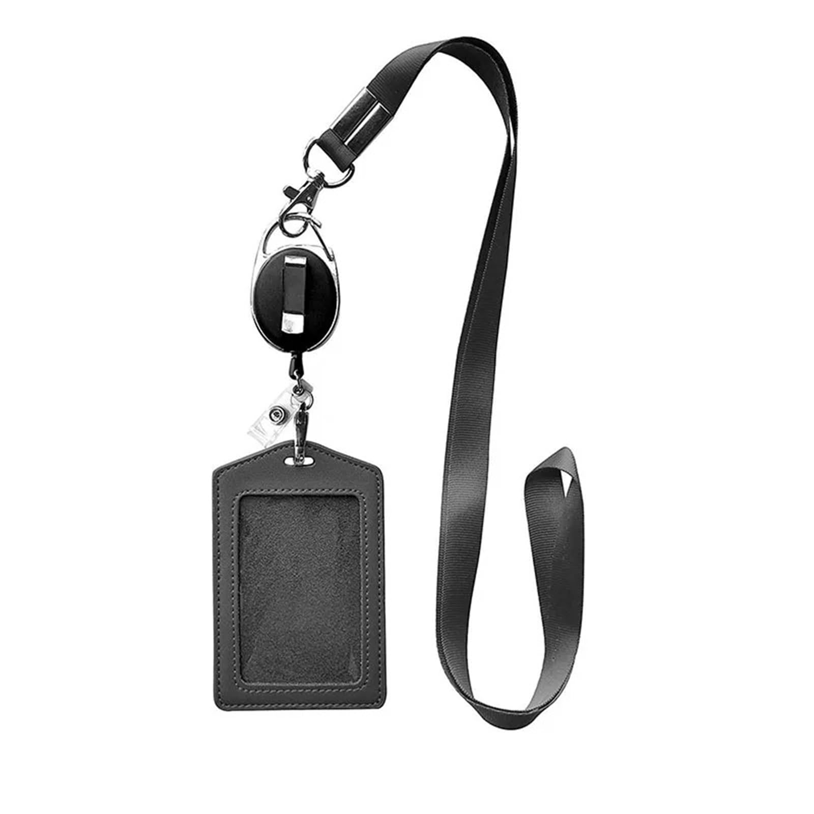 Lot de 10 porte-badges rétractables en cuir avec cordon tour de cou et clip pour carte d'identité, carte d'identité, porte-nom pour étudiants, cartes bancaires
