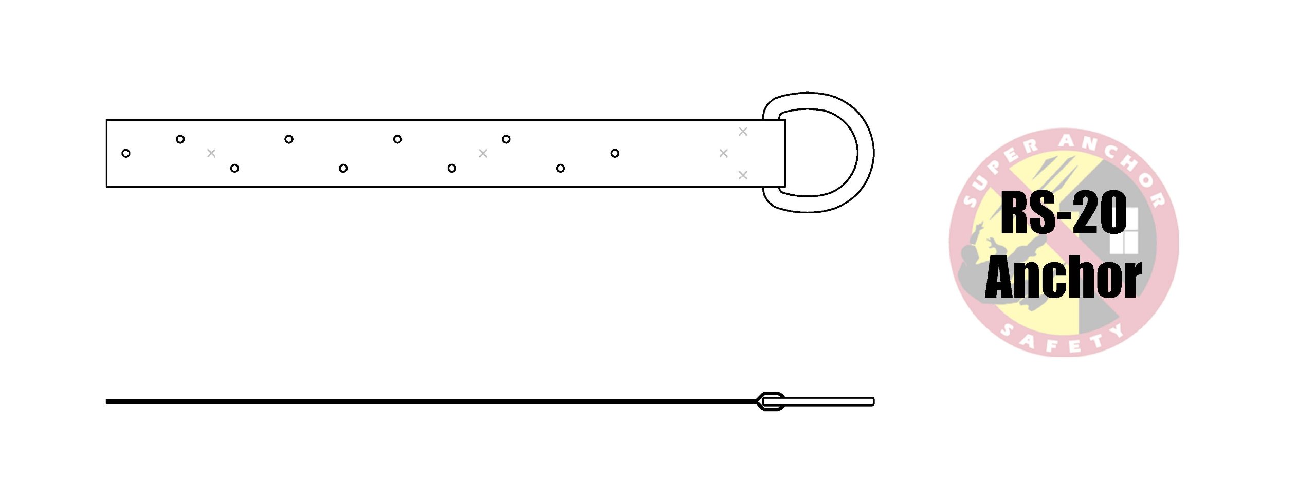 Super de anclaje de seguridad 2816 RS-20 Kit de anclaje con dacromet anillas en D, acero inoxidable, calibre 20
