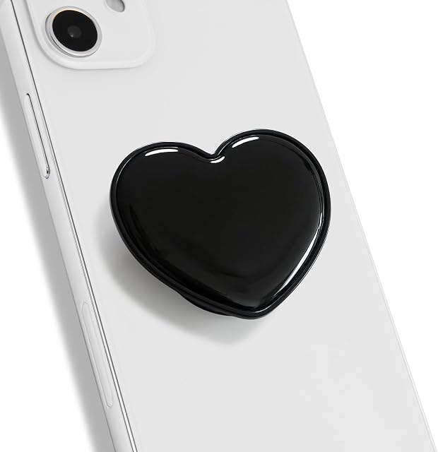 On The Grip Macaron Heart Cellphone Grip (Adhesive Type, Black)