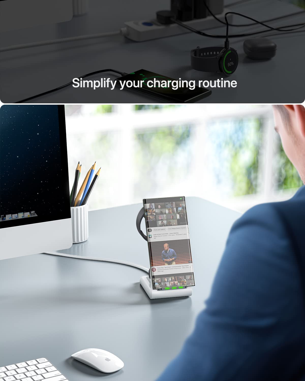 Intoval Wireless Charger,Wireless Charging Station for Samsung Galaxy Phone/Watch/Buds,Fit for Note 20/Note 10/S21/S20,Galaxy Watch 4/3,Active 2/1,Galaxy Buds/Pro/+/Live(S3,White)