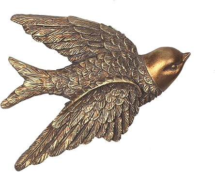 S-MANTIS Vintage Wall Sculpture, Antique Pediment Hallway Wall Art, Hand Painted Bird With Exquisite Wing And Feather Details, Aesthetic Room Decor Unique Gift Antique Bird