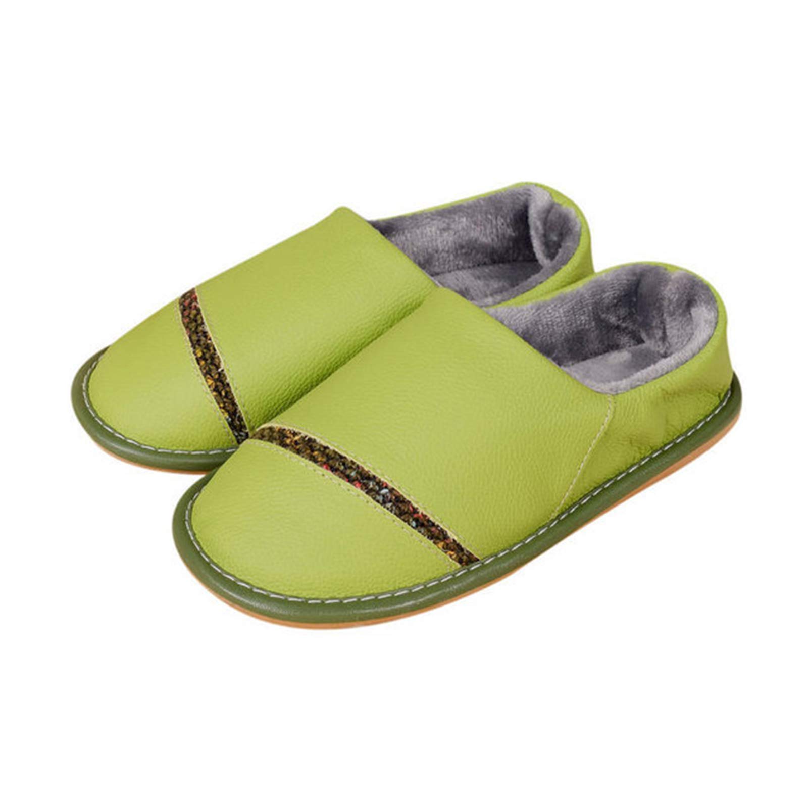 Asddcavvf Couples Femmes Pantoufles Plates En Peluche Pour L'Hiver Bout Rond Garde Au Chaud Couleur Unie