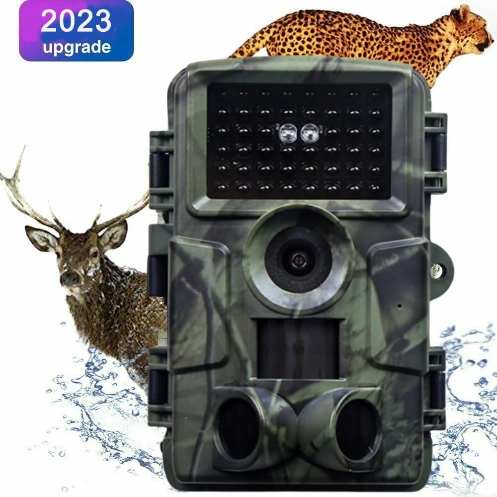 WLAN Wildkamera 4K 64MP mit 32GB Speicherkarte, Wildkamera mit Nachtsicht, 0,05s Auslöser Bewegung aktiviert, IP67 wasserdicht 30m 130° Weitwinkel 46 Infrarot-LEDs ohne Leuchten