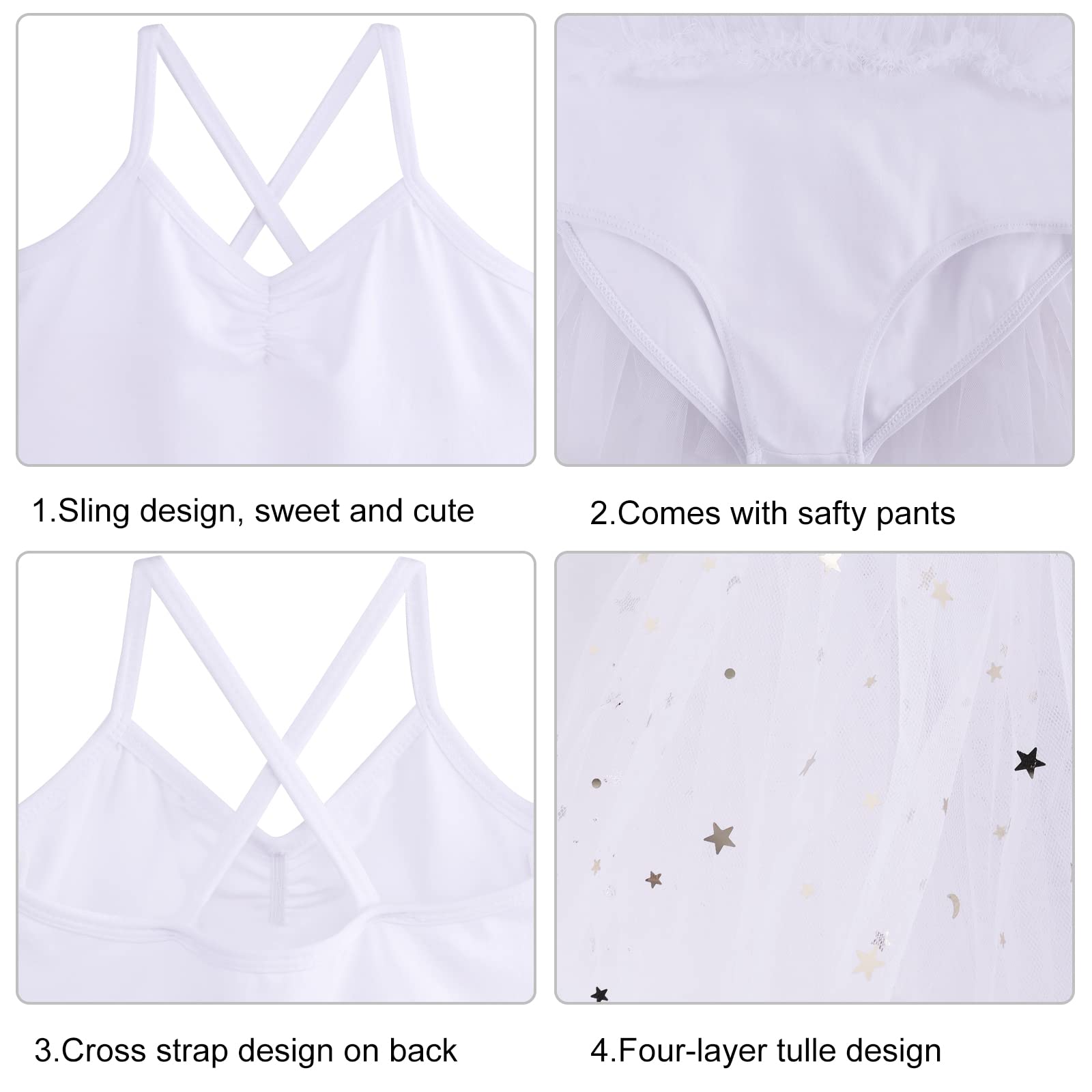 Bezioner Maillot de Danza Tutú Vestido de Ballet sin Mangas Gimnasia Leotardos Algodón Body Clásico para Niñas