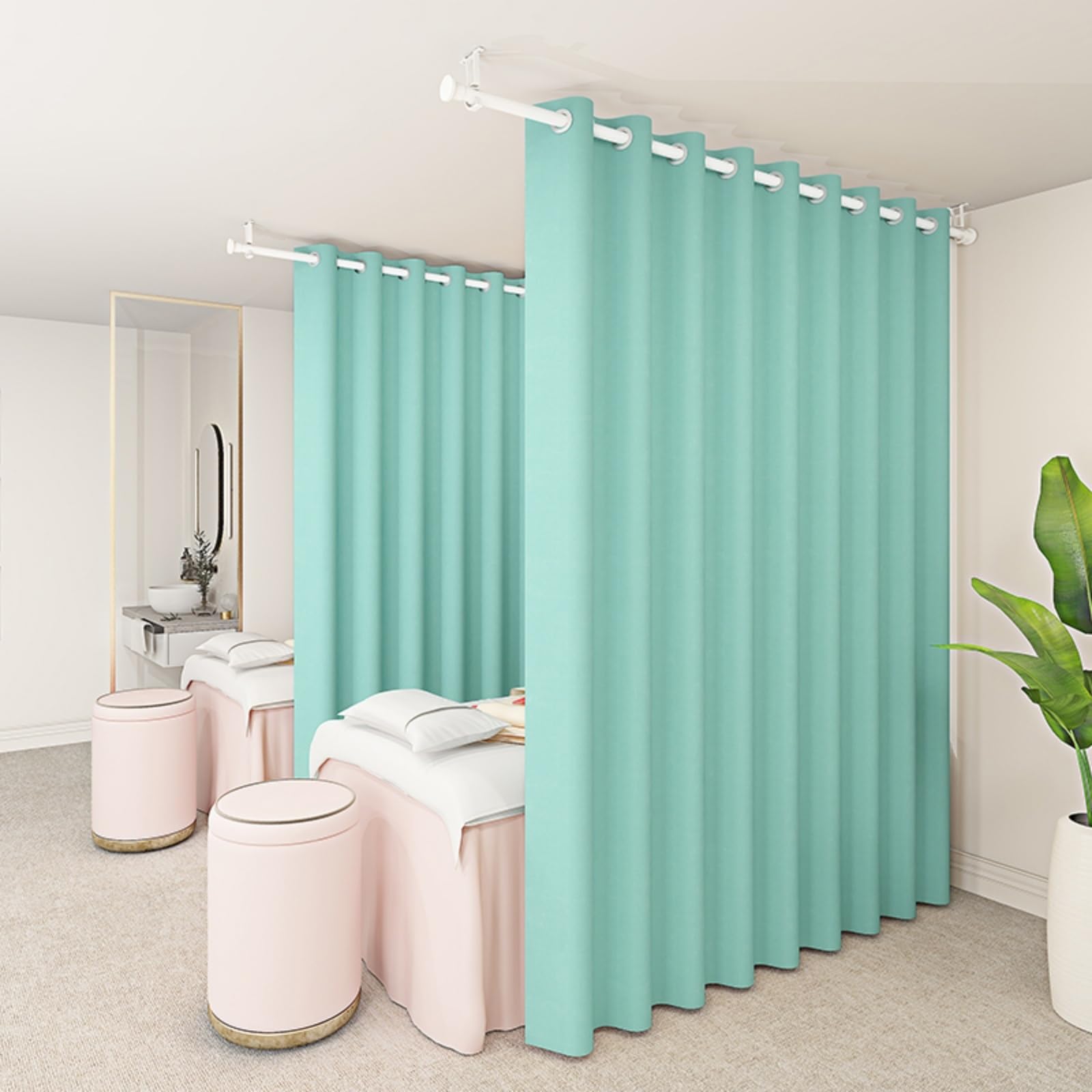 Cortinas divisoras de habitación opacas con ojales y separadores portátiles de pared