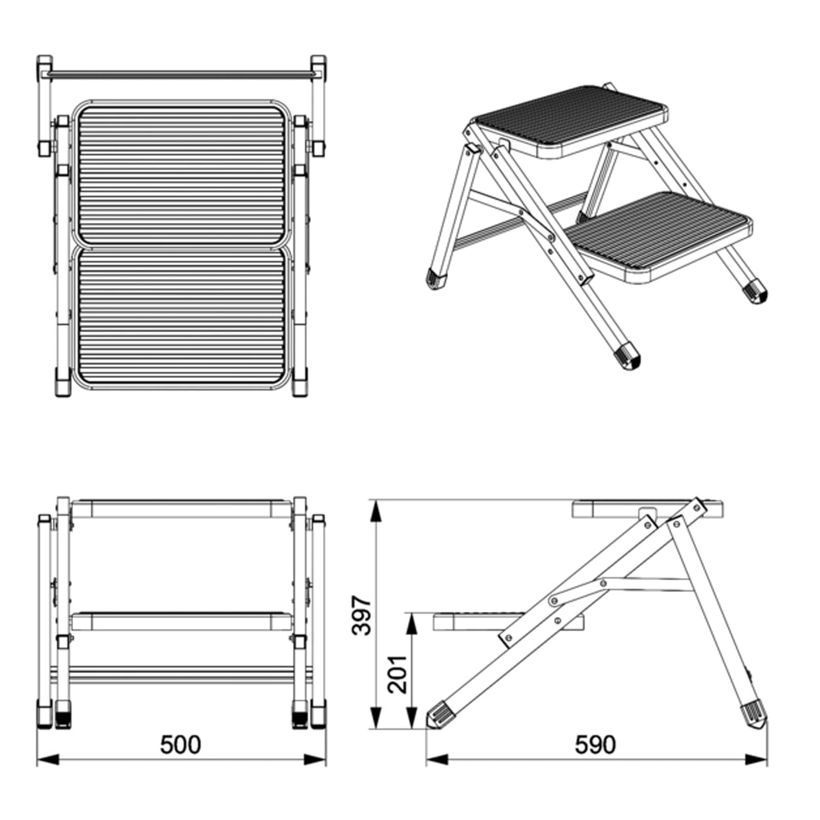 Doppeltrittstufe klappbar Camping Trittstufe Wohnwagen Wohnmobil Einstiegshilfe faltbar bis 150kg