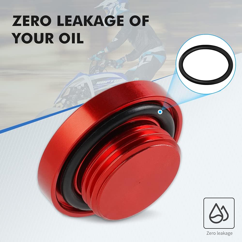 NICECNC Crankcase Oil Drain Plug with O-Ring Compatible with Yamaha Raptor 700 2006-2023/ Raptor 700R 2009,2011-2023/ YFM700RSE 2013-2023 / Wolverine X4 2018-2020/ YZF R1 2004-2023, Red