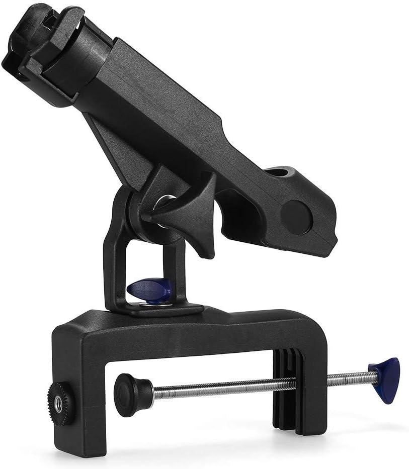 JW Boat Fishing Rod Holder, Fishing Pole Racks, Clamp-on, Adjustable, Fishing Accessory, Black, ABS, 38mm / 1.5in, Rail Mount