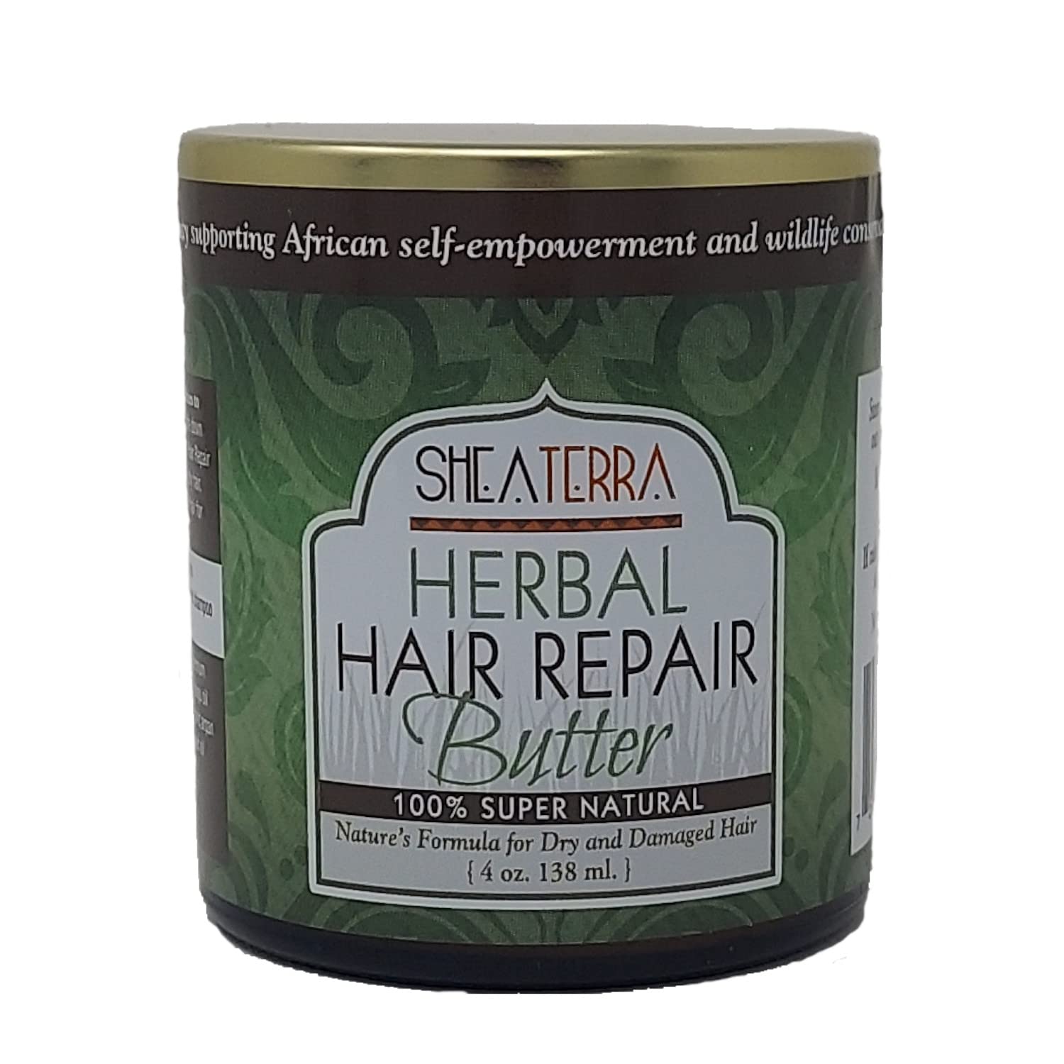 Shea Terra Organics Hair Repair Herbal Butter | Natural Hair Restoration and Dry Itchy Scalp Treatment - Rinse Out or Leave-In Conditioner - 4 oz