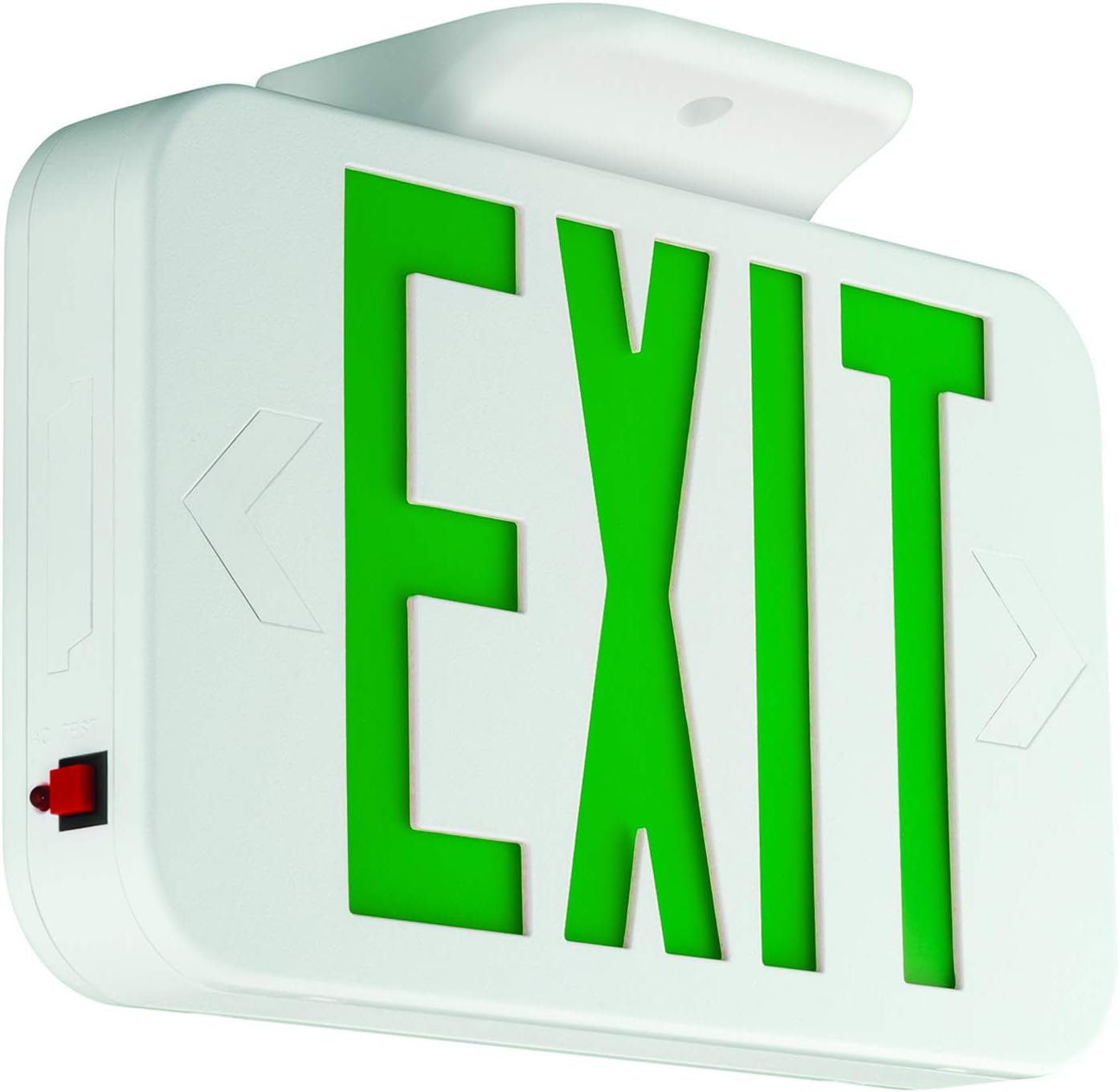 Hubbell Emergency Lighting LED Exit Sign CAGB Green Letters, Black Housing, Double Faced, Wall or Ceiling Mount
