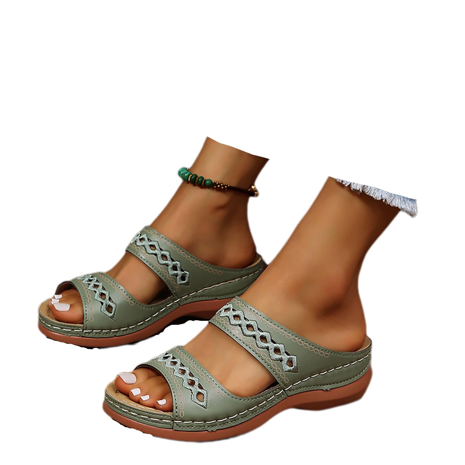 Orthopedic Wedge Sandals for Women Summer Dressy 2025 Flat Open Toe Platform Sandals Casual Boho Slip on Sandals Beach Sandals Dress Shoes Comfortable