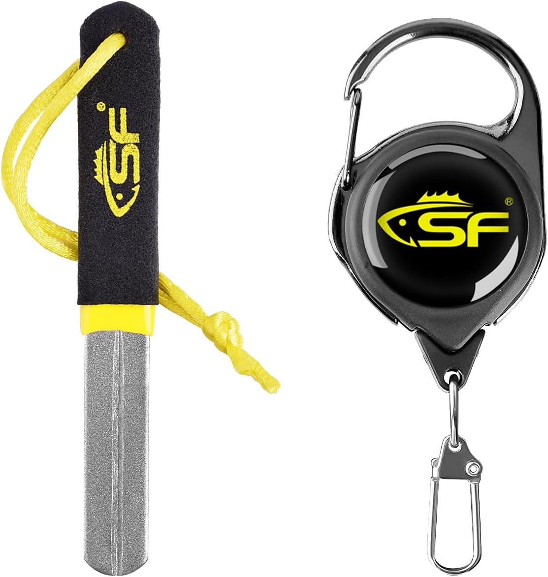 Fishing Hook Sharpener Hook File Portable Grinding Tool Double-Sided Diamond Grit with Zinger Retractor Tool Accessories