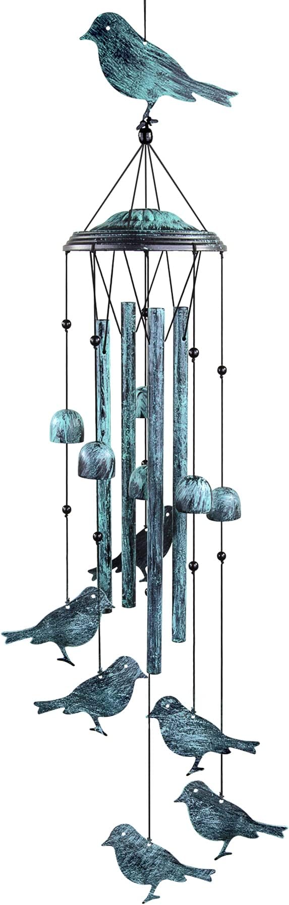 Monsiter QE Bird Wind Chimes for Outside, Outdoors Wind Chimes with 4 Large Aluminum Tubes & S Hook - Outdoor Clearance Hanging Decor for Garden, Patio, Backyard or Porch