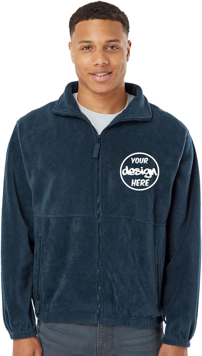 INK STITCH Men 3062 Super Warm Polar Fleece Custom Embroidery Logo Texts Full Zip Up Jackets