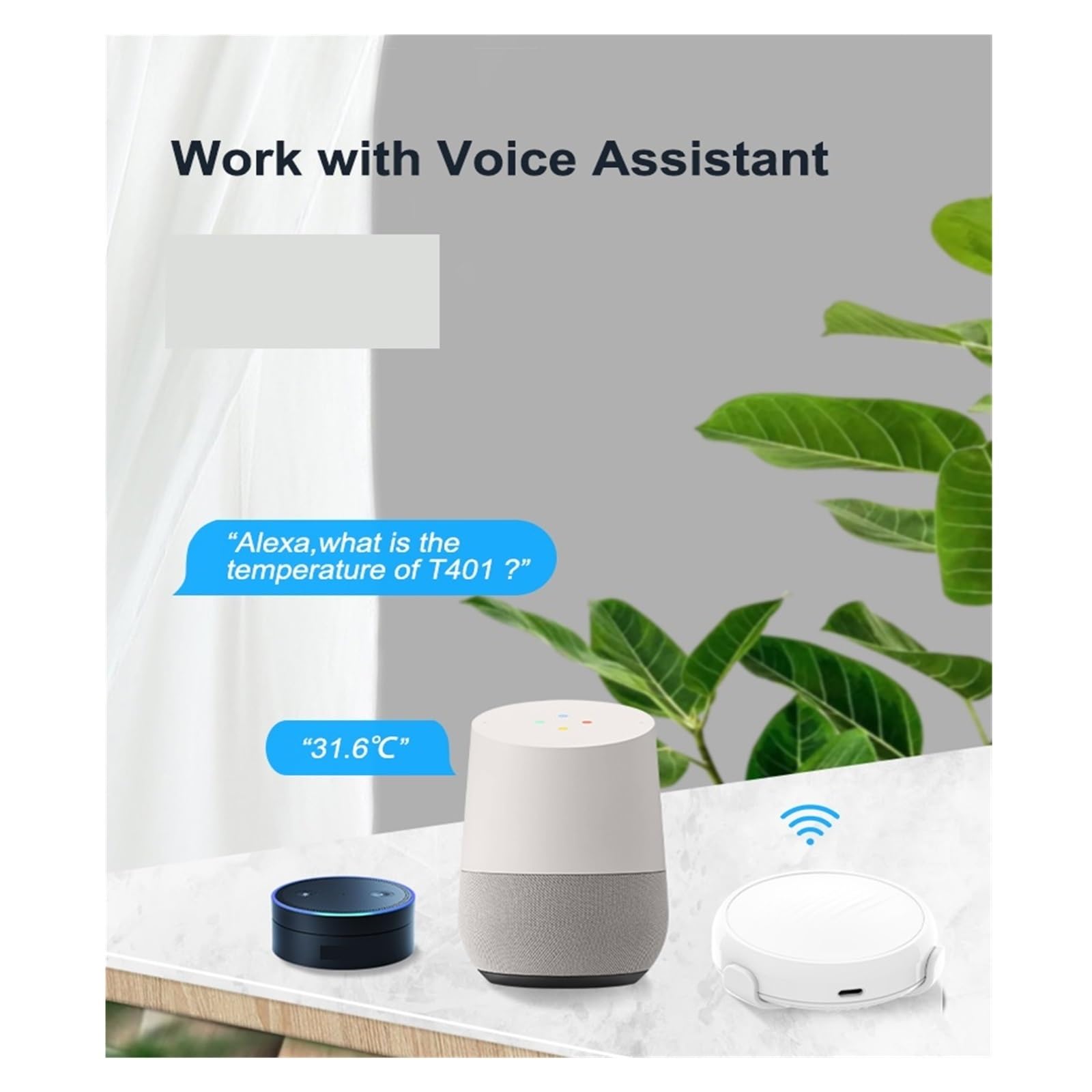 Tuya WiFi Czujnik Temperatury I Wilgotności Rejestrator Danych Bezprzewodowy Termometr Higrometr Zdalny Monitor Smart Life APP DokłAdne I łAtwe Do Odczytania(With Battery)
