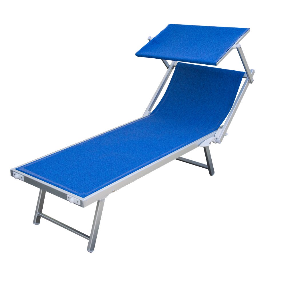 Lettino mare blu alluminio textilene stabilimento piscina sdraio relax BC807806