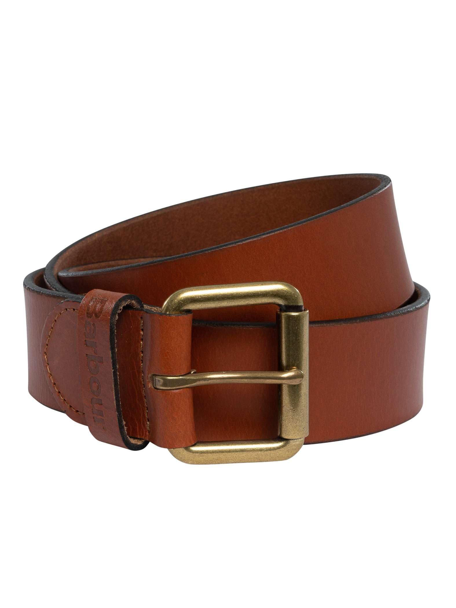 Barbour Mens Allanton Leather Belt Natural Tan (M)