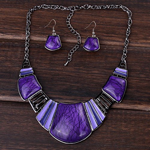 YAZILIND Vintage Ethnic Tibetan Sliver Turquoise Bib Collar Earrings Necklace Jewelry Set Women3
