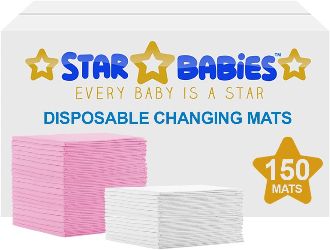 Star Babies Disposable Changing Mats Pack of 150, Assorted