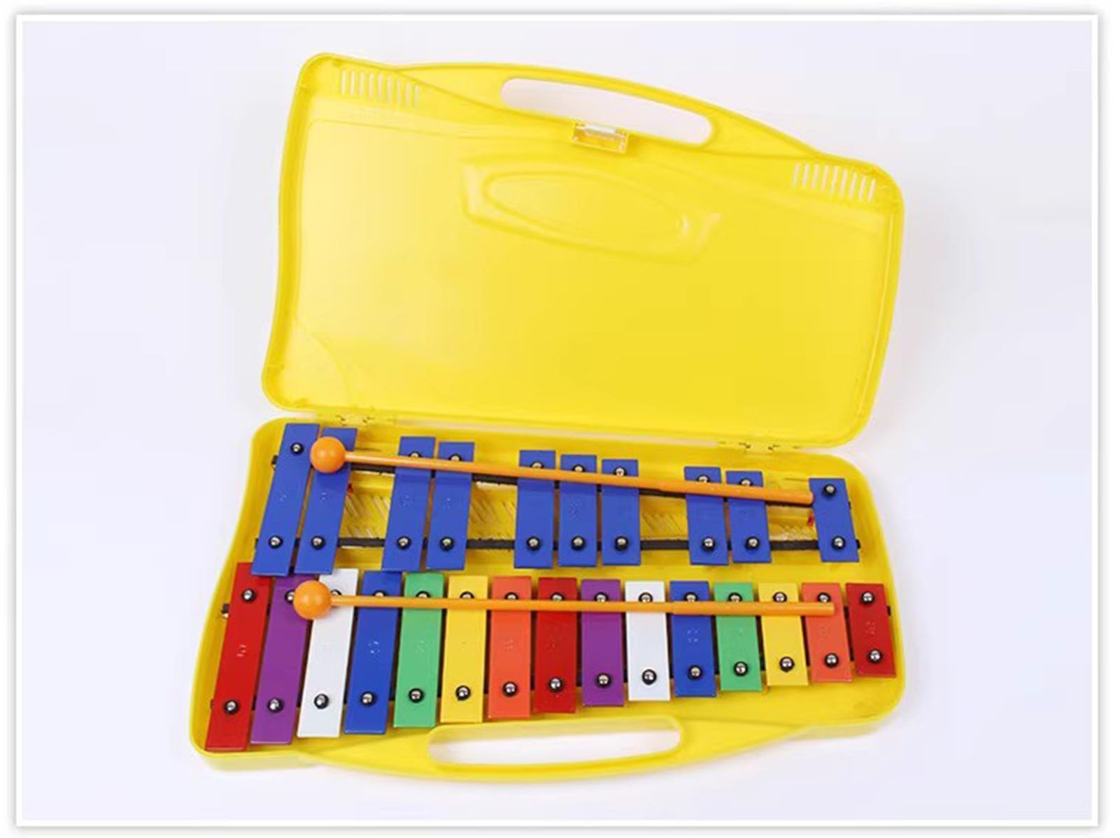 Montessori Instrumento de percusión de placa de aluminio de 25 escalas, instrumento de percusión orff, amarillo