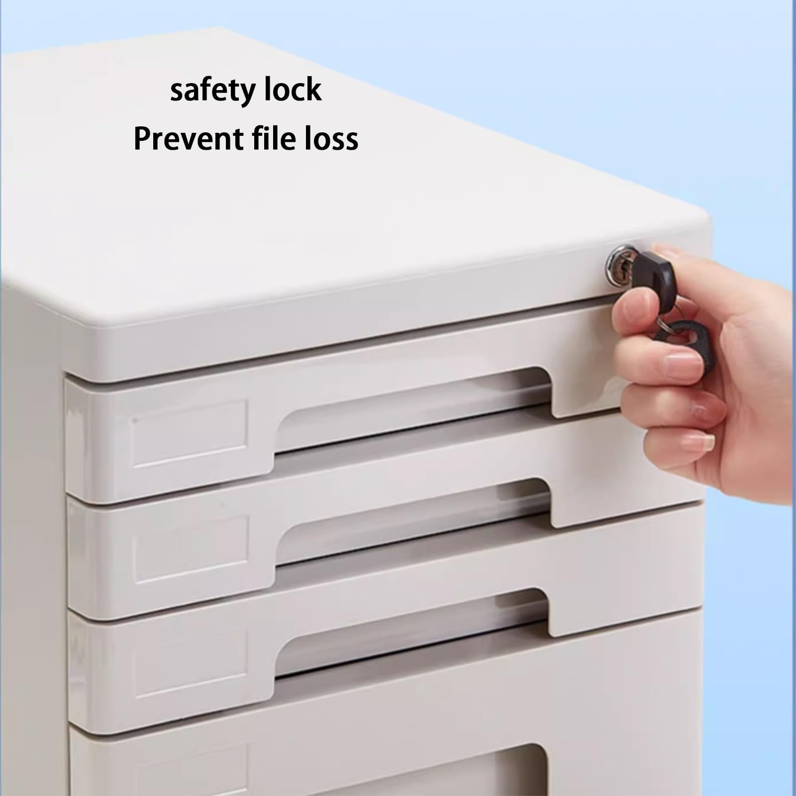 Archivio portadocumenti a 5 strati con serratura - Archivio documenti A4 multi-cassetto per ufficio e casa - Archivio desktop grigio per una nizzazione efficiente e una gestione sicura dei file