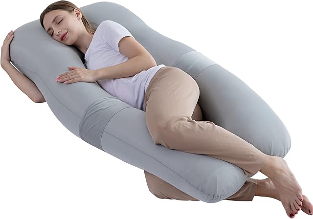 Pregnancy Pillow, Adjustable Belts Full Body Pillow, Cooling Maternity Pillow for Sleeping, U Shaped Body Pillow, Support Abdomen, Back, Waist, Leg Pain Relief Pregnancy Pillows