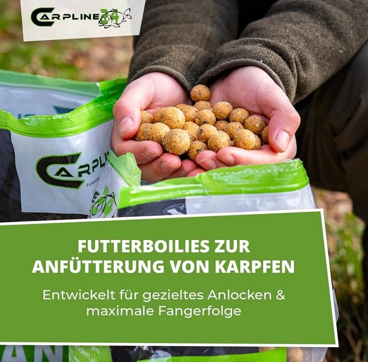 Futterboilies Kokos - 10 kg - 16 mm - Karpfenköder zum Angeln, Futterboilies zum Anfüttern von Karpfen, Carp Baits, Angelfutter mit Lockstoff