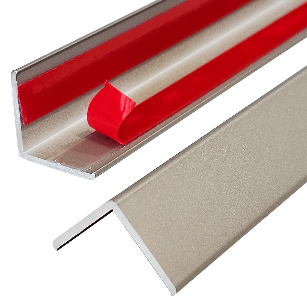 12 Pcs Aluminum Angle Corner Guards, 1" x 1" x 39.4" Metal Wall Corner Protector L-Shaped Molding Trim for Wall Door Frame Cabinet Protection Decoration, 2 mm Thickness, Champagne