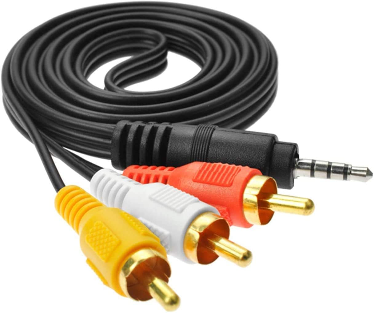 3.5mm Male Audio Stereo Jack to 3 RCA Female AV Camcorder Adapter Connector Extension Cable for Audio Video AUX Port - 4.9ft