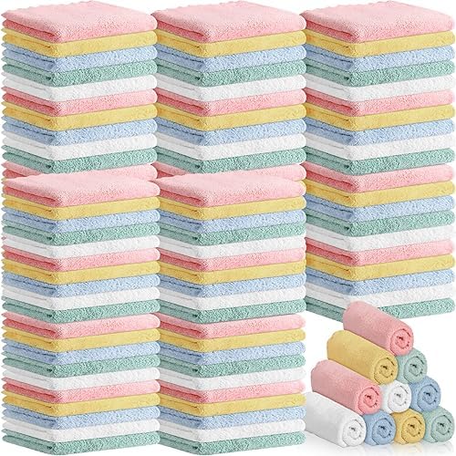 Newwiee 120 Pack Baby Washcloths 9 x 8 Inch Coral Fleece Baby Towels Microfiber Soft