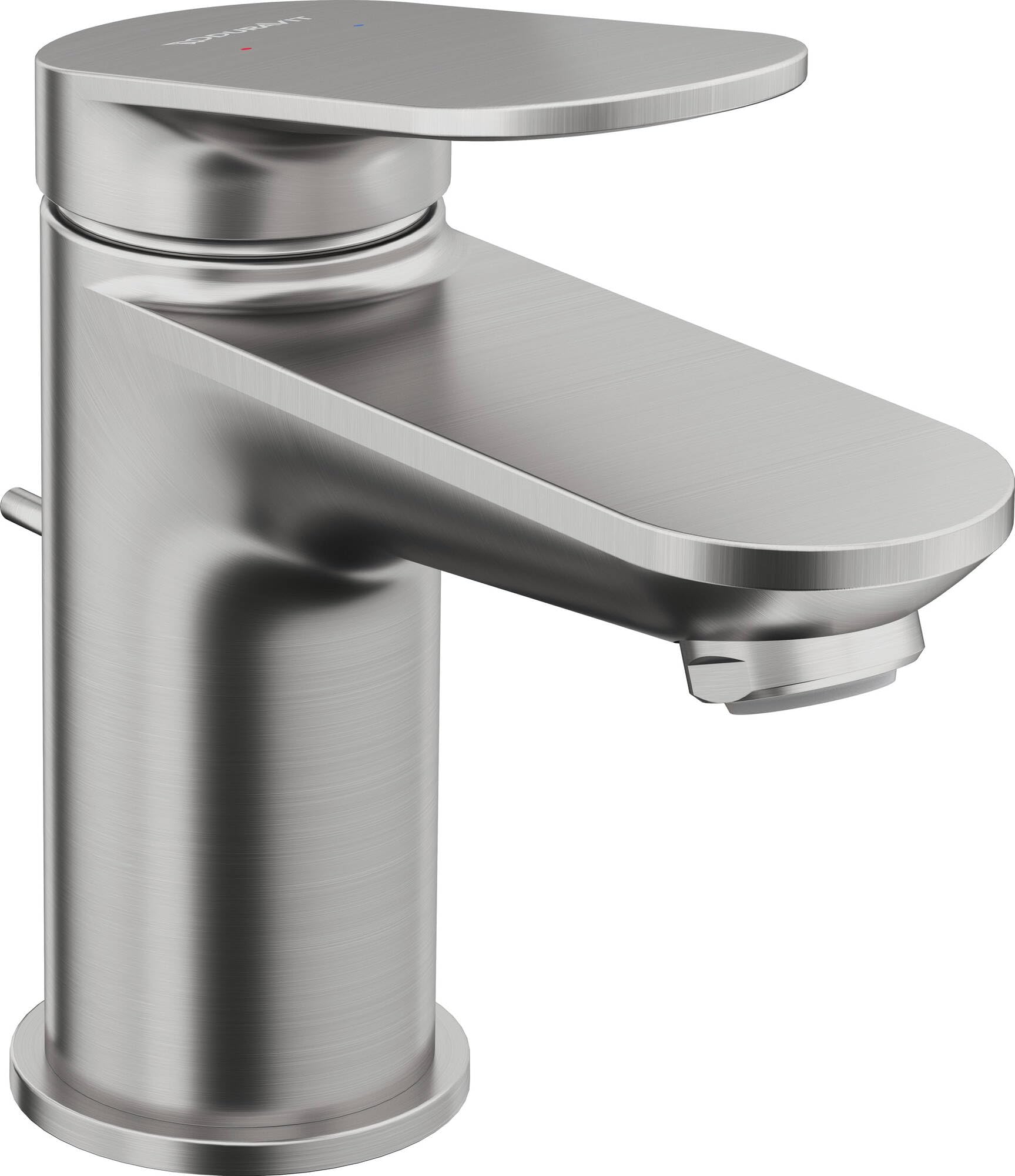 Duravit Wave bateria umywalkowa, rozmiar S (wysokość wylotu 77 mm), kran łazienkowy z zestawem odpływowym z drążkiem pociągowym, armatura umywalkowa, stal nierdzewna szczotkowana