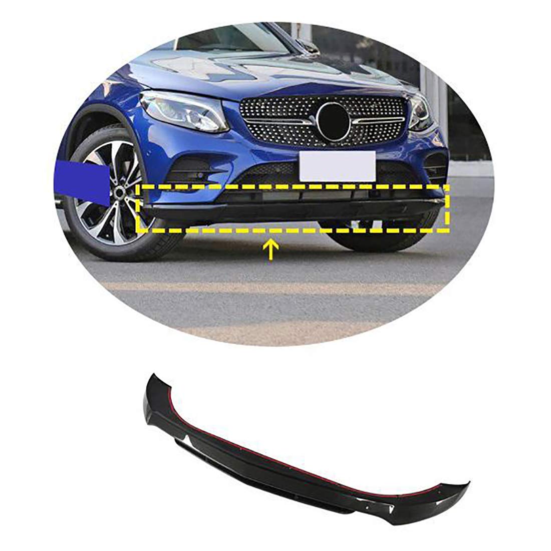 QWASZX Car Front Bumper Lip Splitter Diffuser Spoiler For Be nz GLC Sport/GLC43 2015-2019, Carbon Fiber Sticker Protection Body Kit Car Accessories