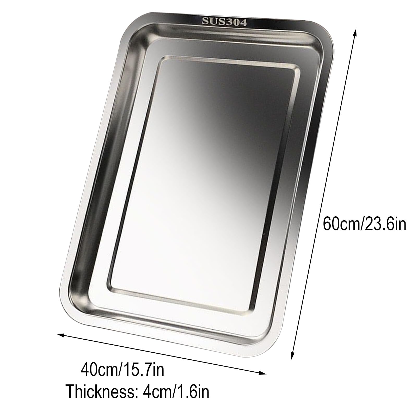 Bandeja Horno Acero Inoxidable 304, Bandeja para Hornear Alimentos, Resistente A Altas Temperaturas, Apta para Horno(60x40x2cm/23.6x15.7x0.8in)