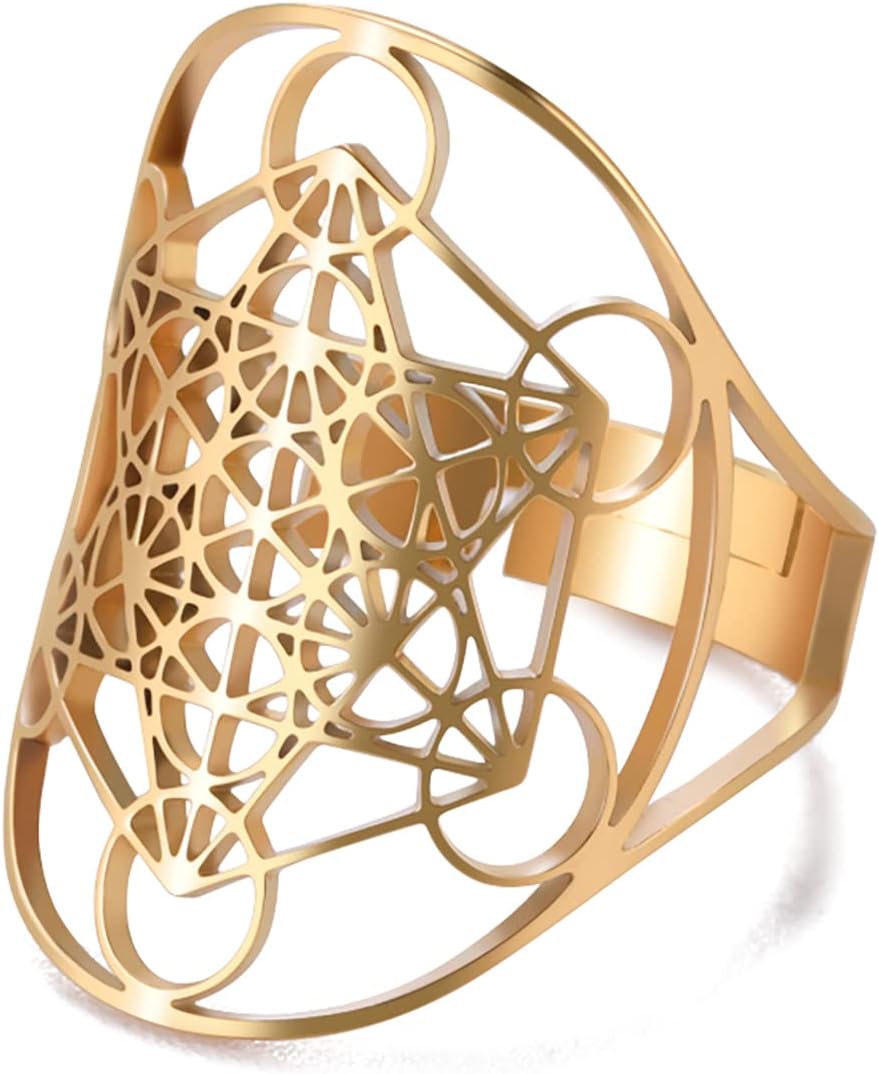 SIPURIS Metatron Cube Ring for Men Women Magic Men's