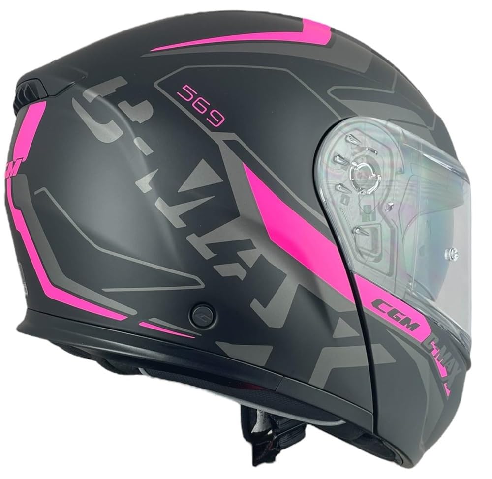 Casco Modular CGM Negro Mate y Rosa con Visera Transparente Homologación 22.06 (XS 53/54)